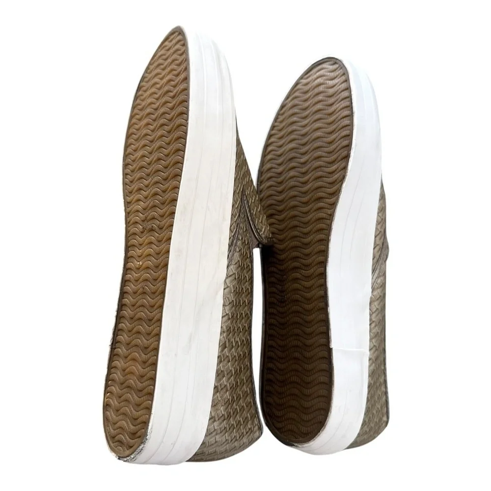 Hype Womens Sneakers Loafers Woven Metallic Gold Leather Slip-on Shoes 9
